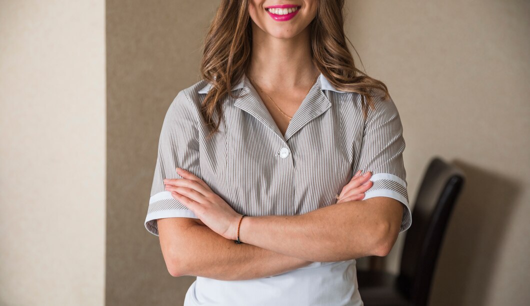A imagem mostra um exemplo de uma pessoa usando um uniforme mais leve e confortável.